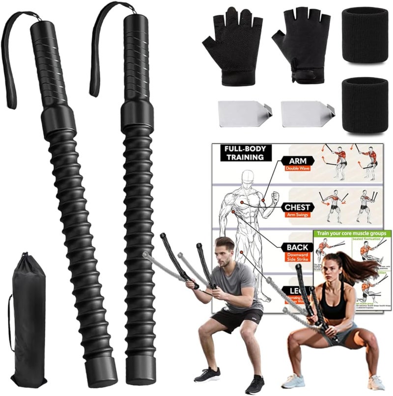 Faluded حبال المعركة اللاسلكية، حبال المعركة المحمولة بدون حبال لتمارين HIIT، معدات تدريب لصالة الألعاب الرياضية المنزلية، تدريب القلب والعضلات، تمرين عضلي منخفض التأثير مع قفازات غير قابلة للانزلاق، سوار ودليل - Image 1